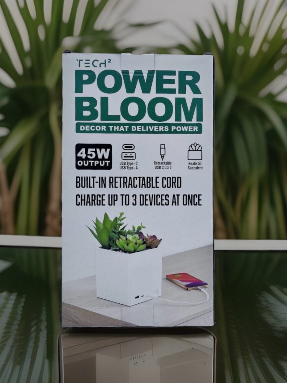 Tech² Power Bloom 45W Succulent Plant Fast Charging POWER BLOOM Station USB C&A